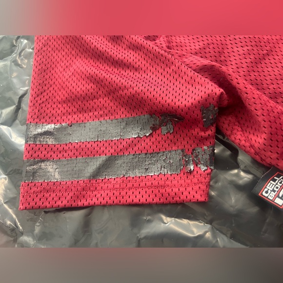 Heavily PreLoved CellBlock13 Tailback Mesh Crop Top - Size S - Burgundy/Black - Picture 7 of 10